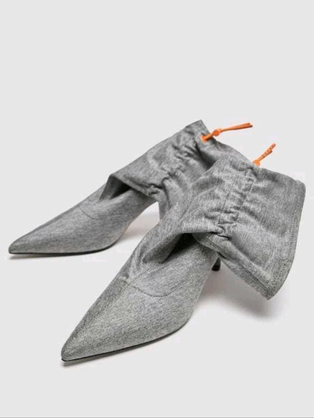 Zara Fabric Kitten Heel Ankle Boots in FEATHER GREY Size 40/ 9.5 - Picture 4 of 10